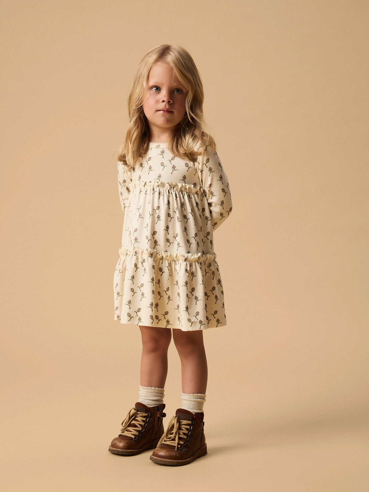 Lil’ Atelier Gayo Floral Print Dress – Cream