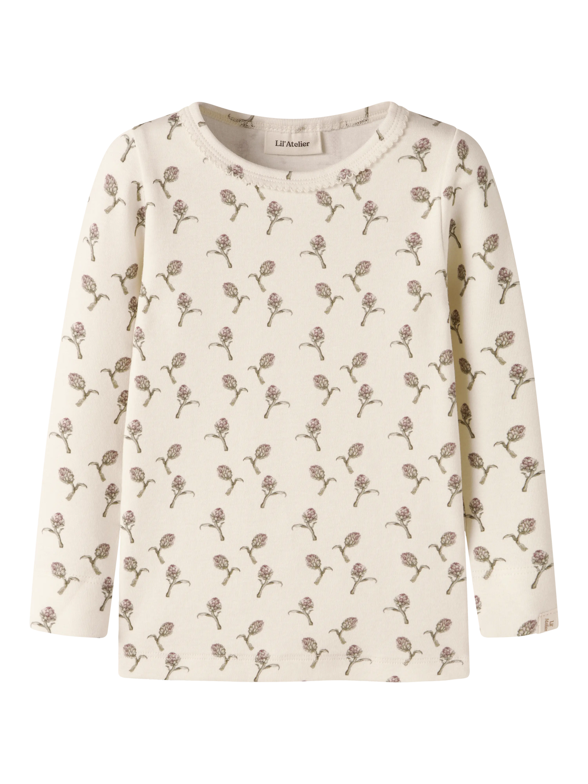 Lil’ Atelier Gayo Floral Print Long Sleeve Top – Cream