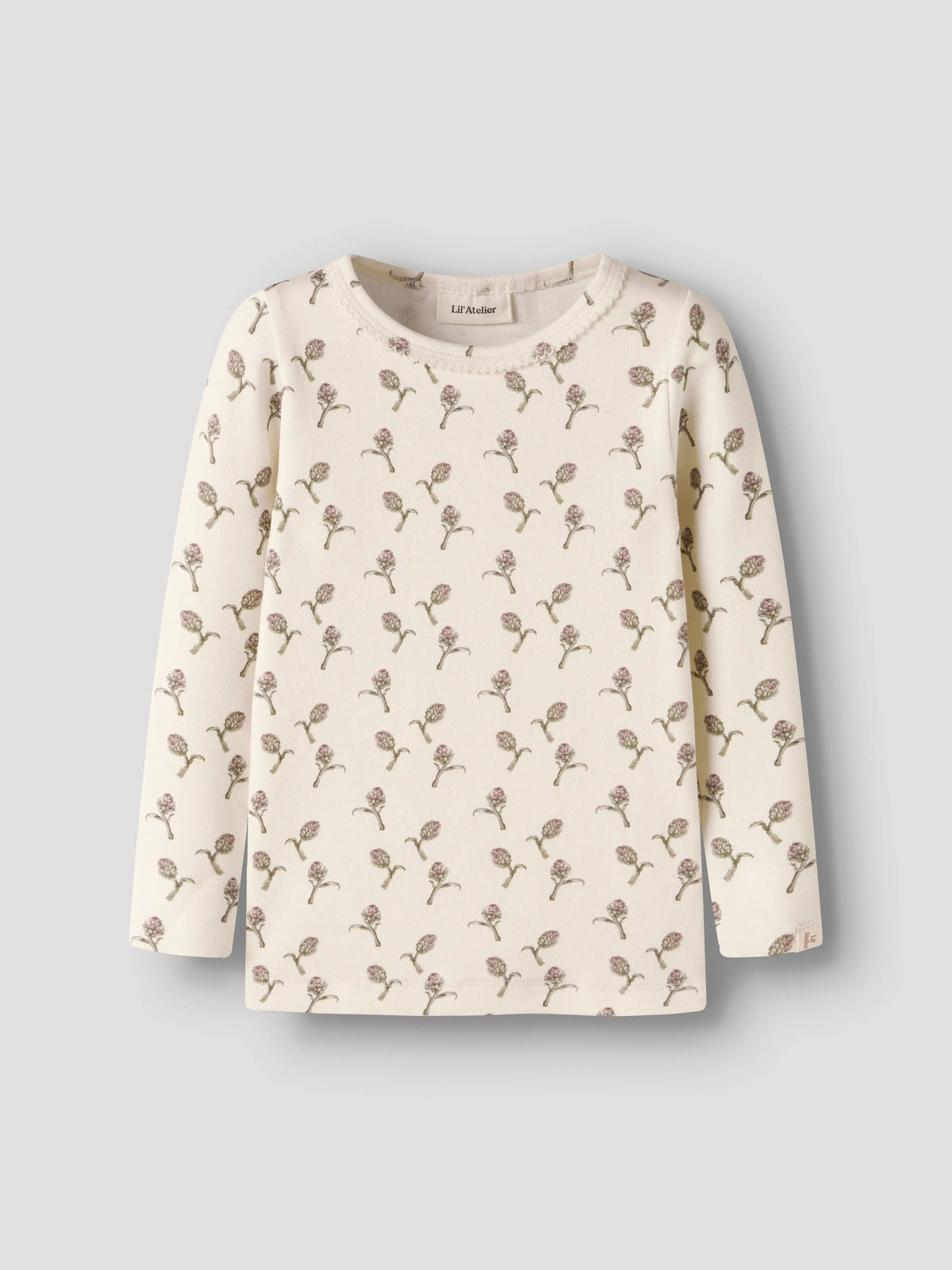 Lil’ Atelier Gayo Floral Print Long Sleeve Top – Cream