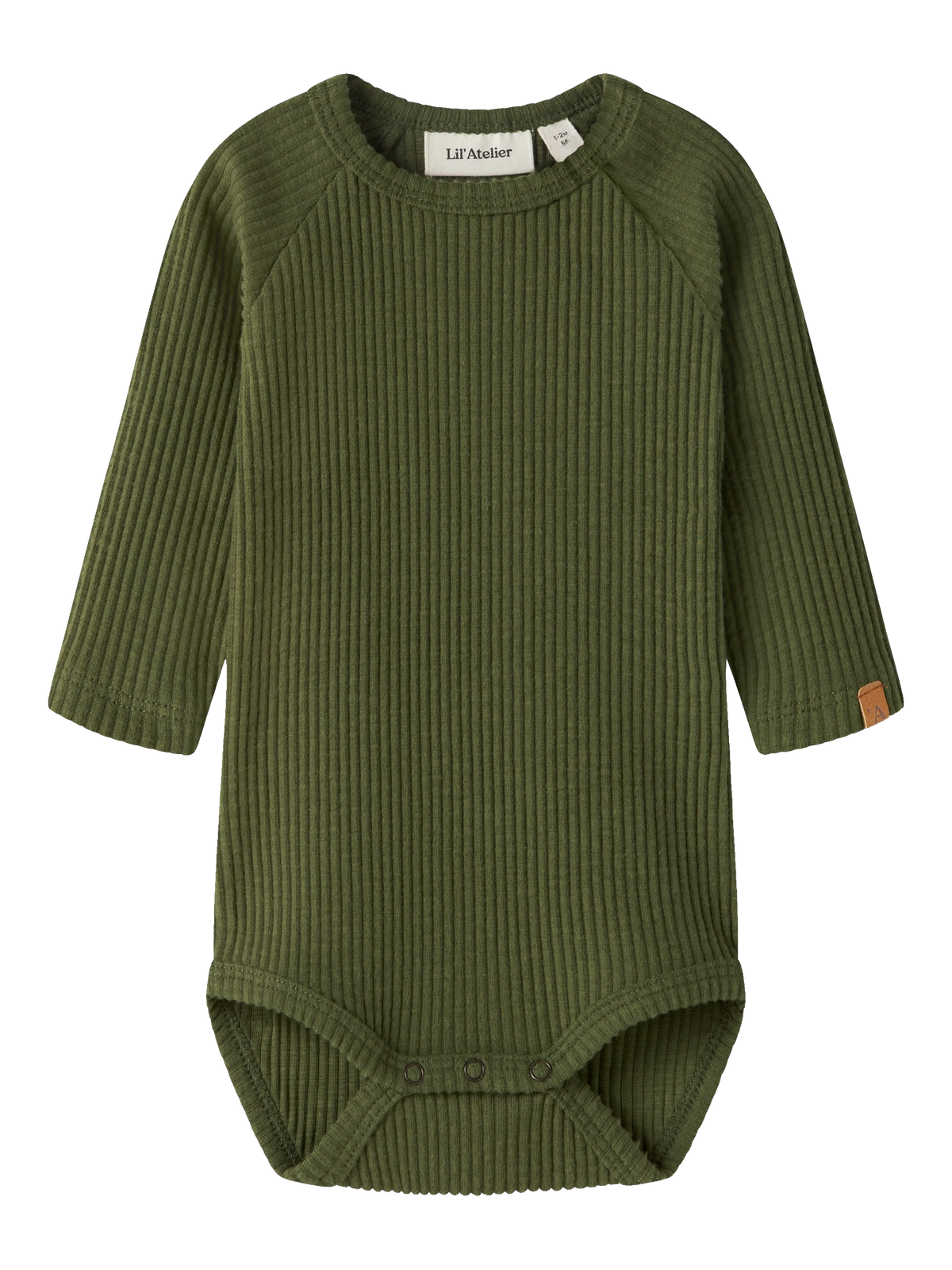 Lil’ Atelier Baby Rajo Ribbed Bodysuit – Olive Green