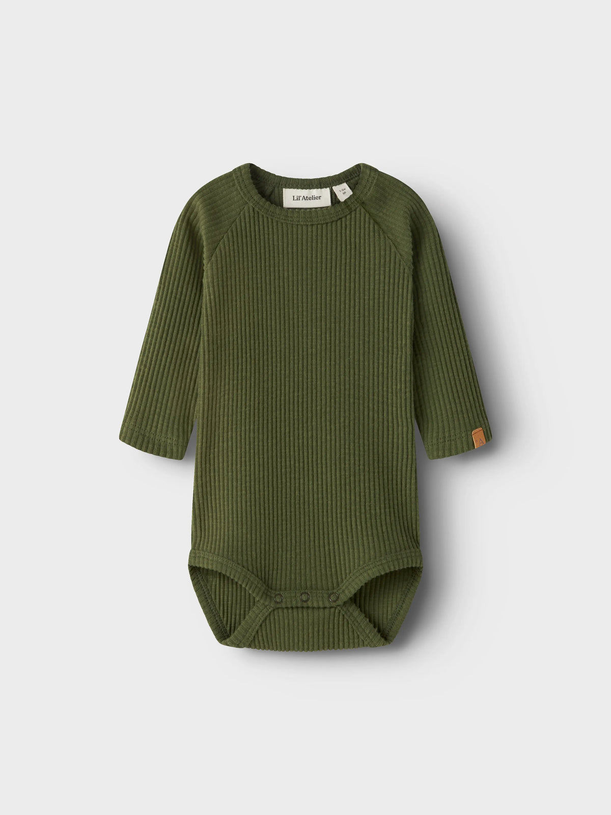 Lil’ Atelier Baby Rajo Ribbed Bodysuit – Olive Green
