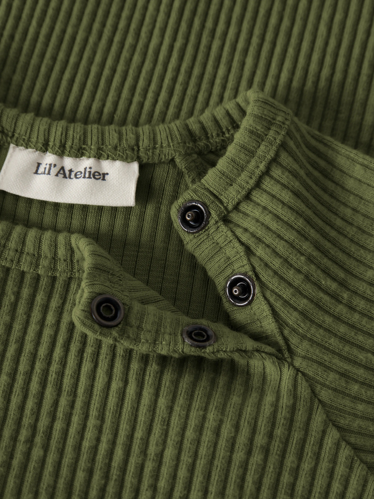 Lil’ Atelier Baby Rajo Ribbed Bodysuit – Olive Green