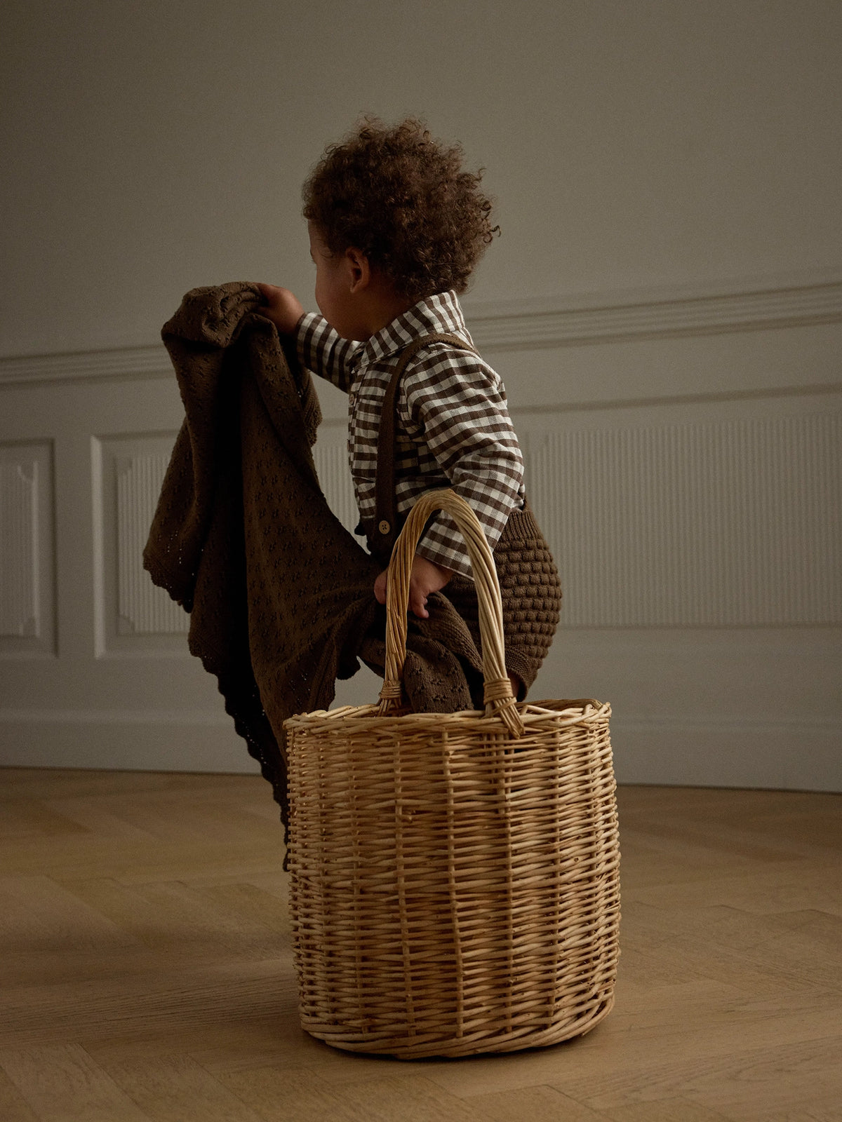 Lil’ Atelier Baby Noku Check Shirt Bodysuit – Brown