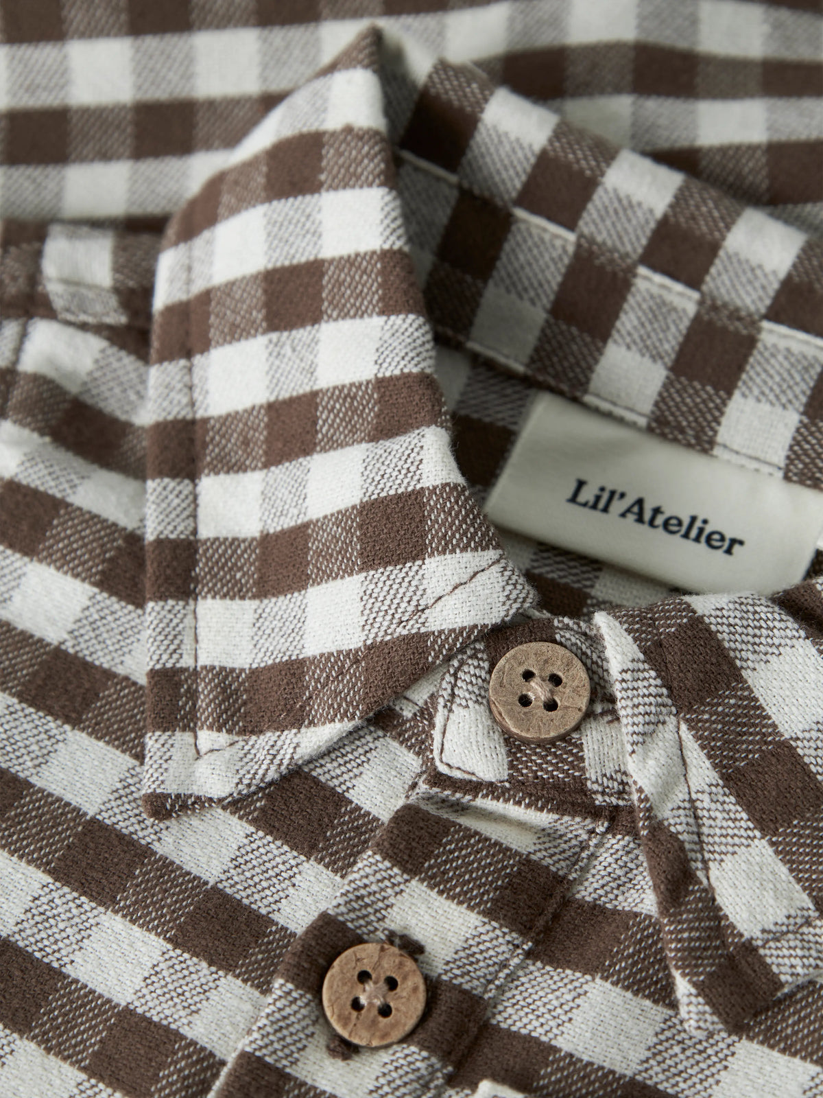 Lil’ Atelier Baby Noku Check Shirt Bodysuit – Brown
