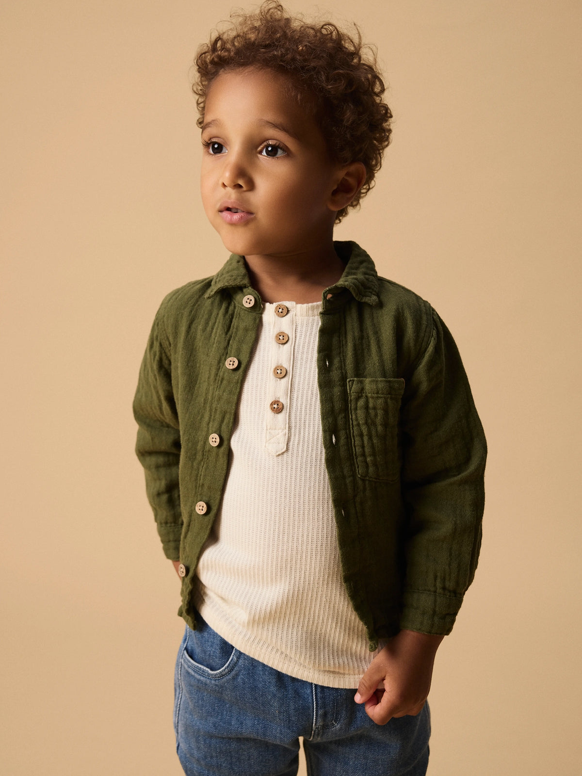 Lil’ Atelier Morti Ribbed Long Sleeve Top – Cream