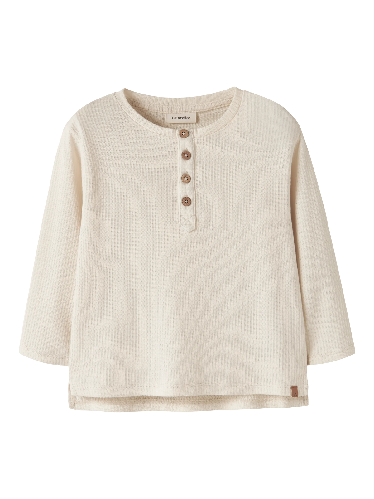Lil’ Atelier Morti Ribbed Long Sleeve Top – Cream