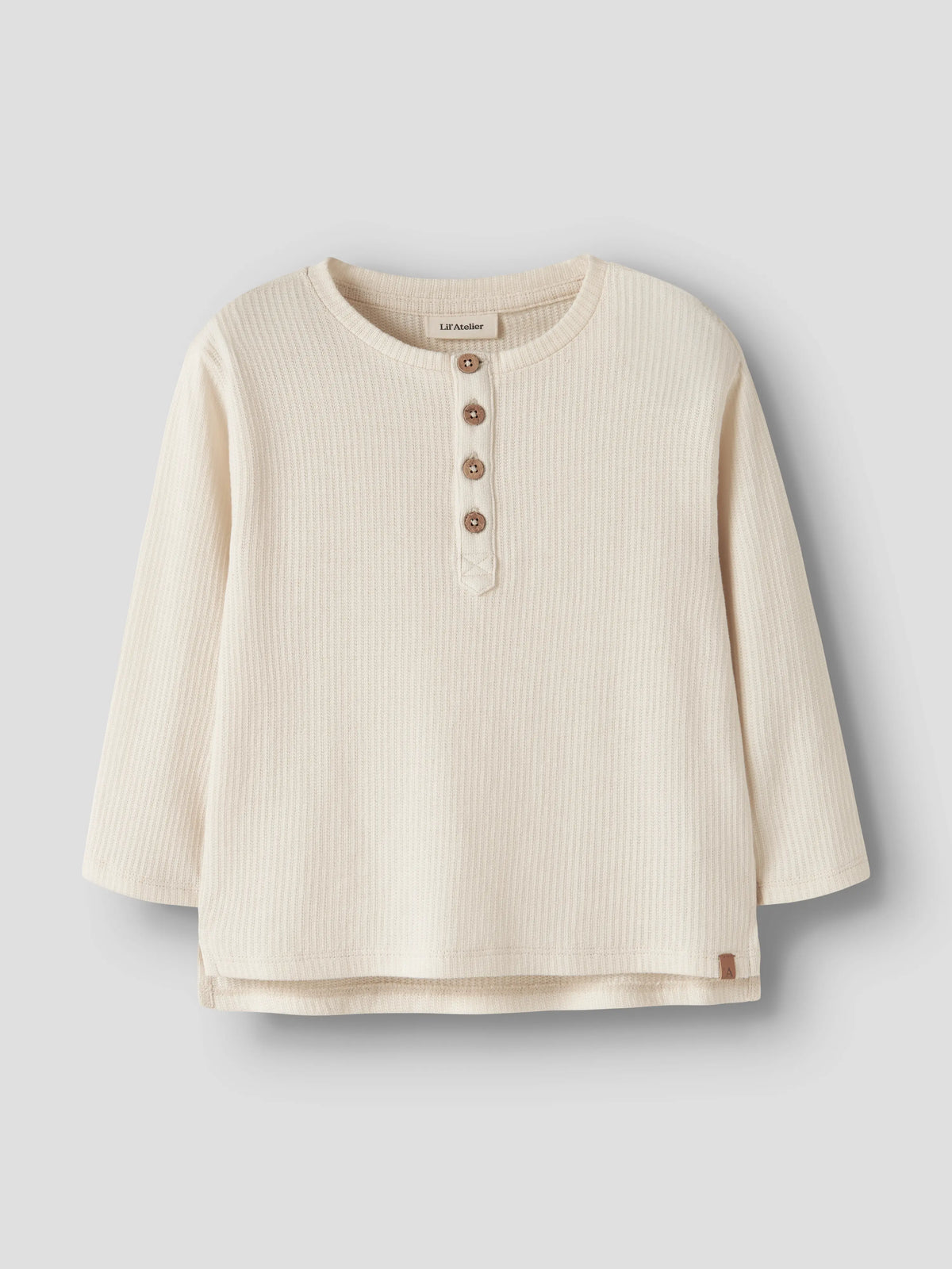 Lil’ Atelier Morti Ribbed Long Sleeve Top – Cream