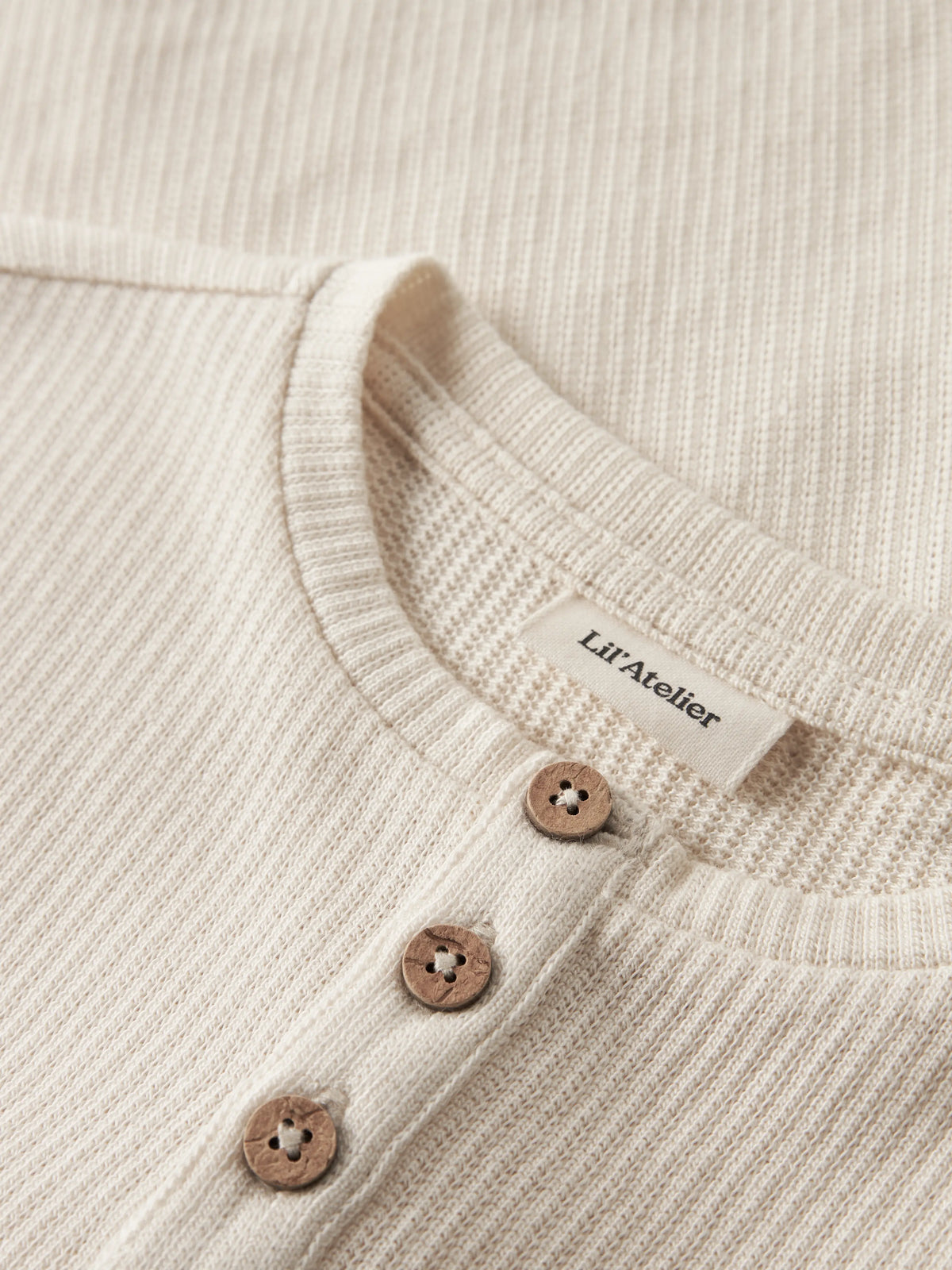 Lil’ Atelier Morti Ribbed Long Sleeve Top – Cream