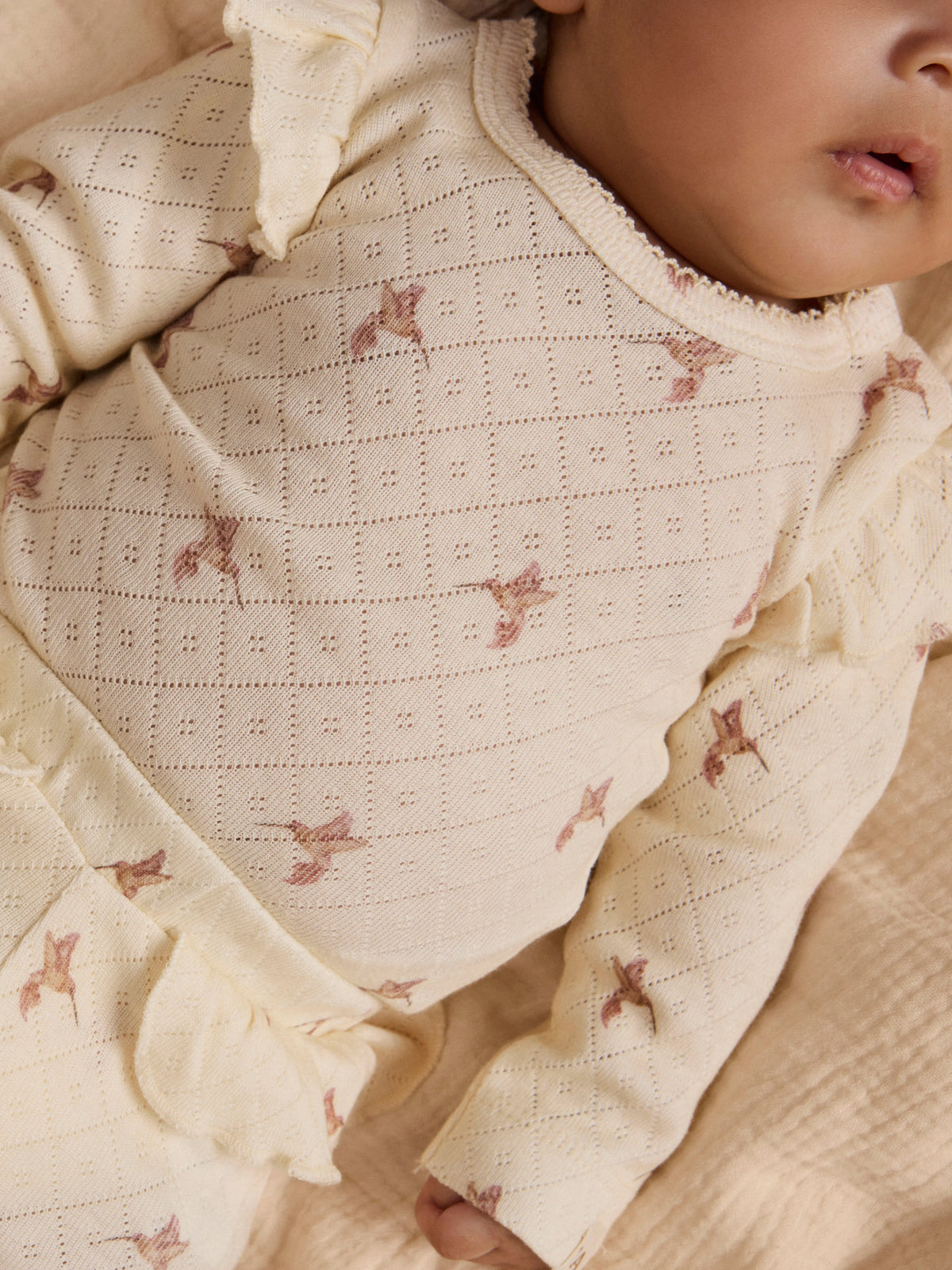 Lil’ Atelier Baby Rachello Hummingbird Frill Bodysuit