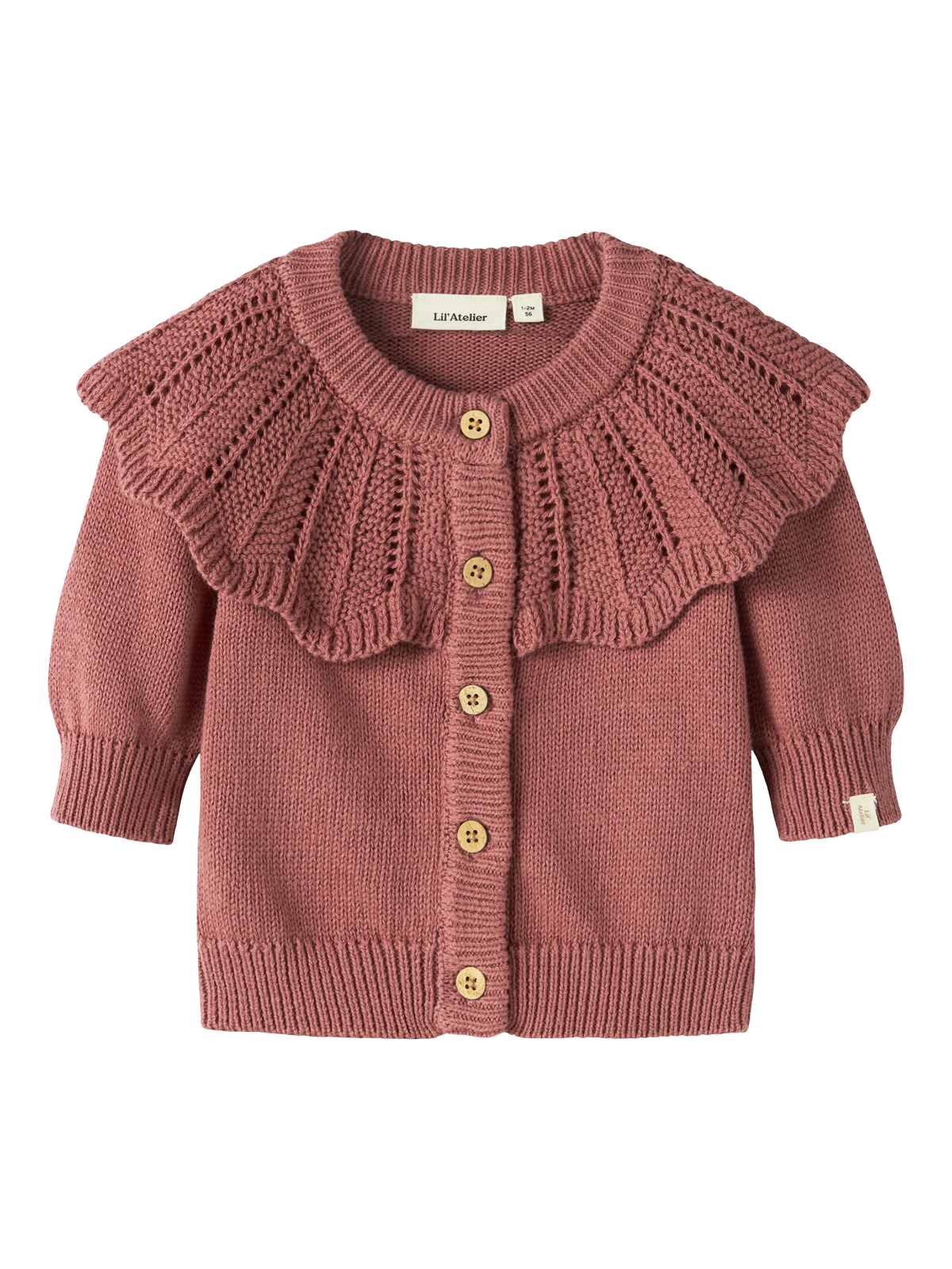 Lil’ Atelier Baby Noda Frill Collar Cardigan – Rose