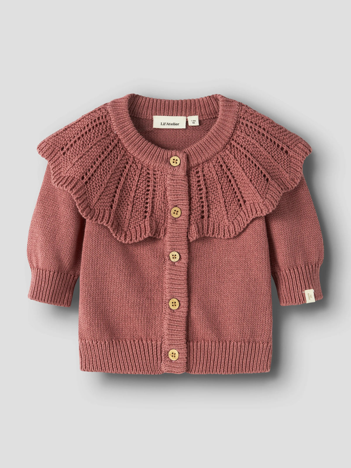 Lil’ Atelier Baby Noda Frill Collar Cardigan – Rose