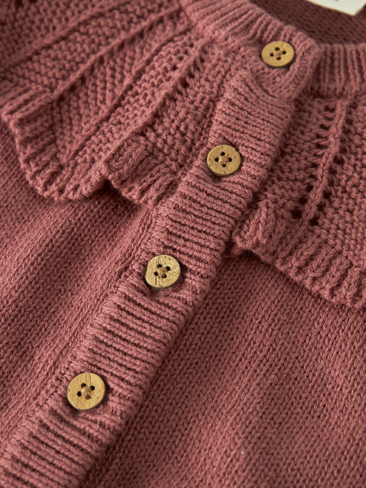 Lil’ Atelier Baby Noda Frill Collar Cardigan – Rose