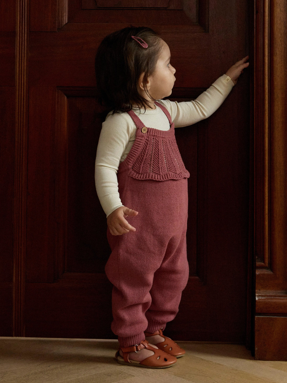 Lil’ Atelier Baby Noda Knitted Dungarees – Rose