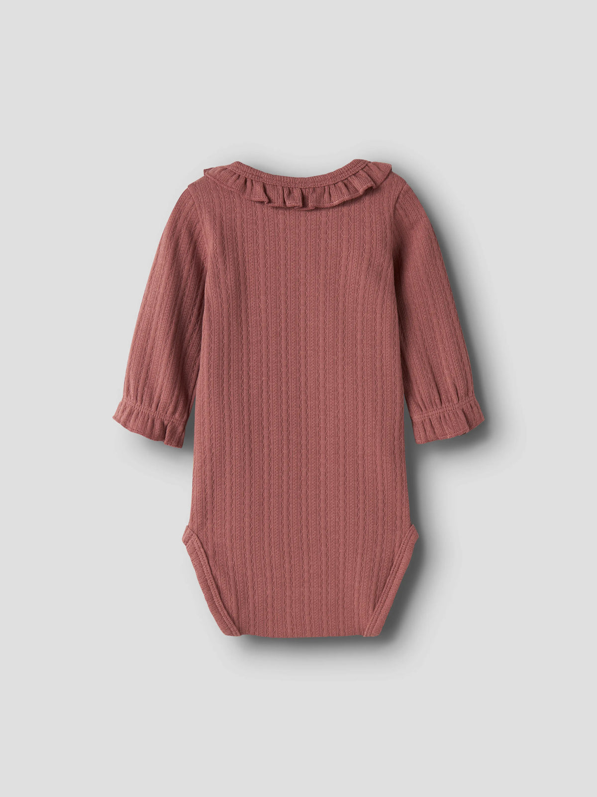 Lil’ Atelier Baby Onela Ribbed Frill Bodysuit – Rose
