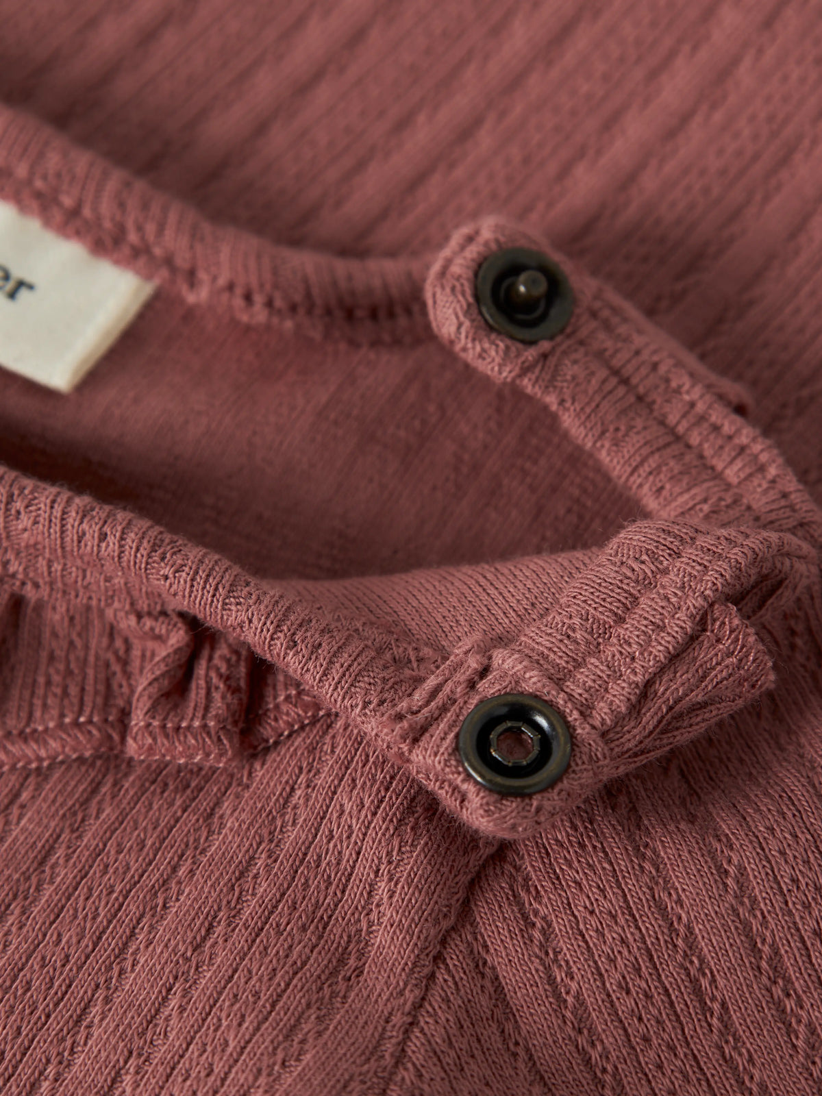Lil’ Atelier Baby Onela Ribbed Frill Bodysuit – Rose