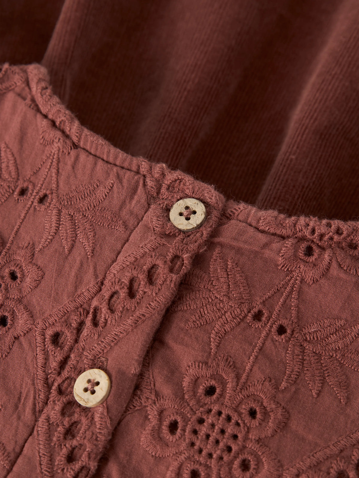 Lil’ Atelier Mini Onellas Cord Frill Dress – Rust