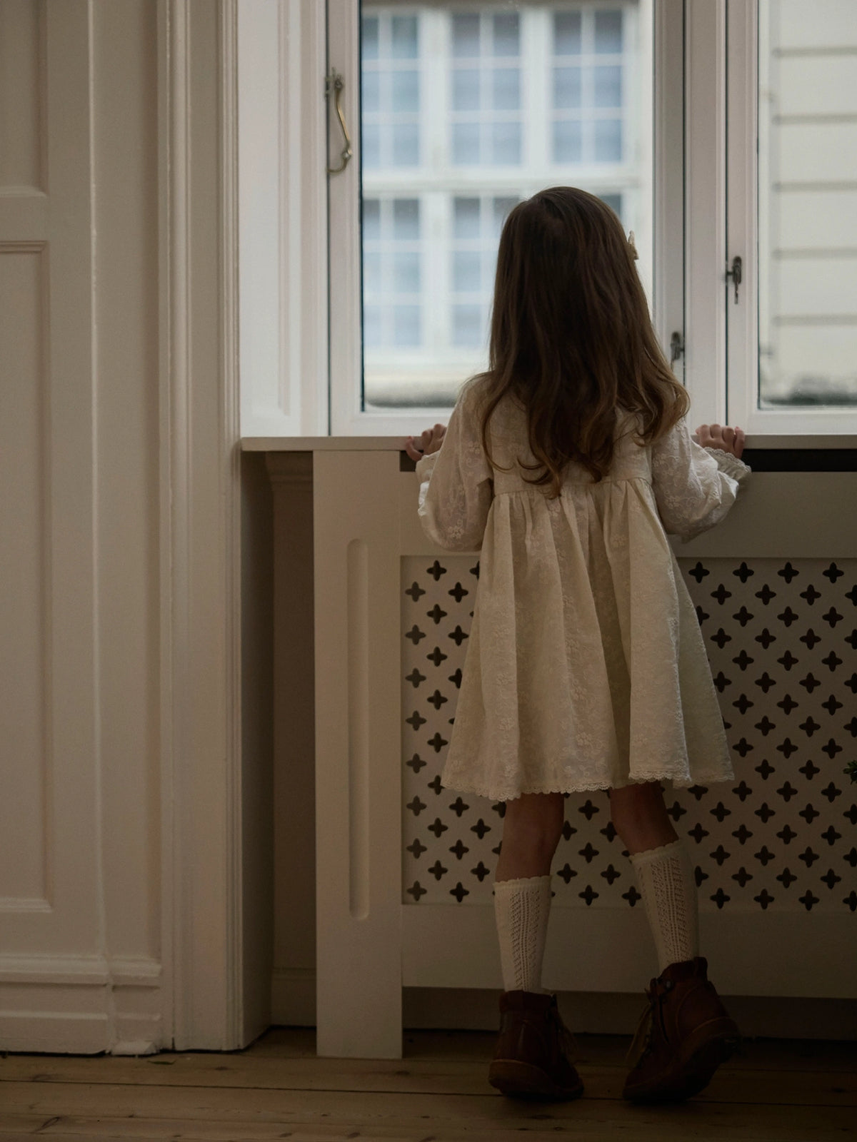 Lil’ Atelier Mini Renna Embroidered Dress – Cream
