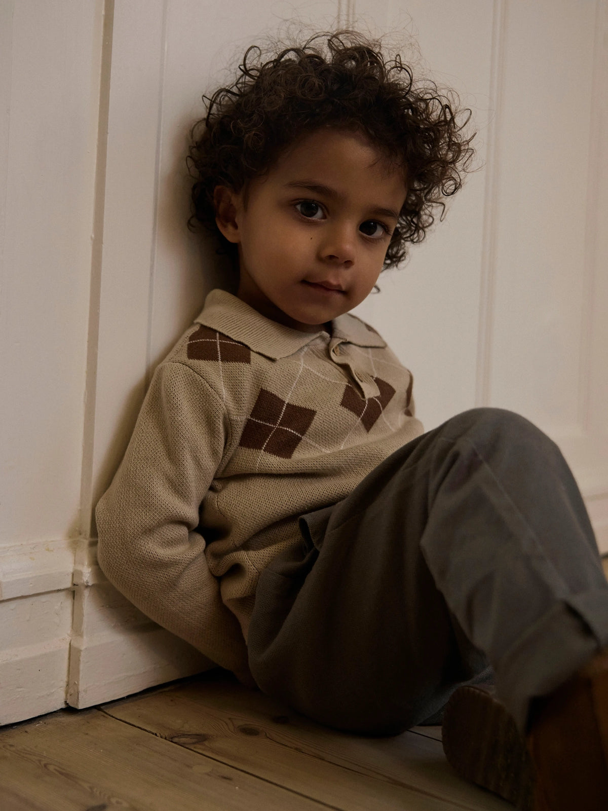 Lil’ Atelier Mini Ronan Argyle Knit Polo