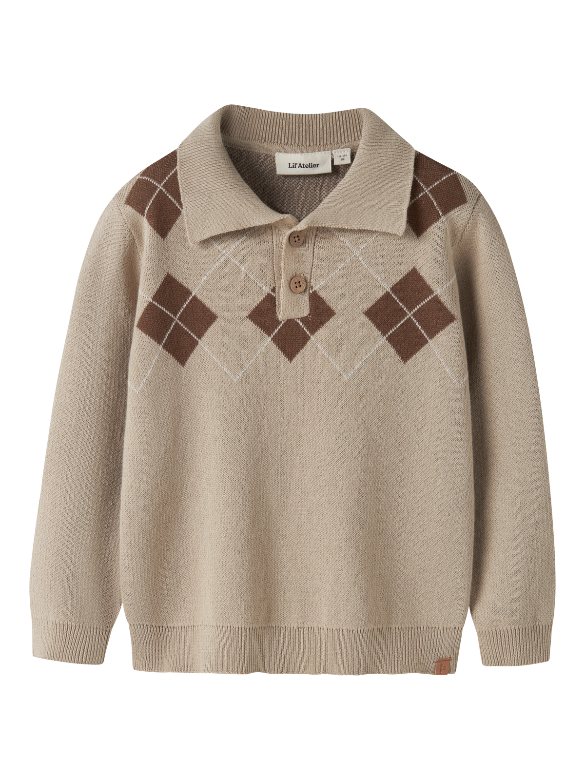 Lil’ Atelier Mini Ronan Argyle Knit Polo