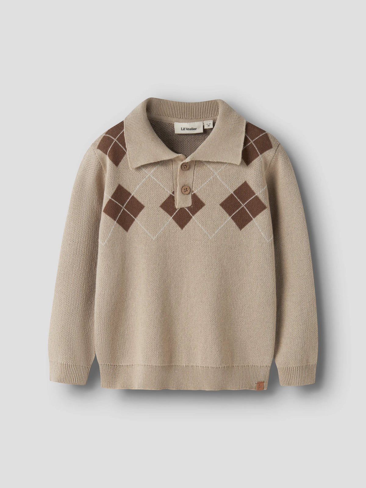 Lil’ Atelier Mini Ronan Argyle Knit Polo