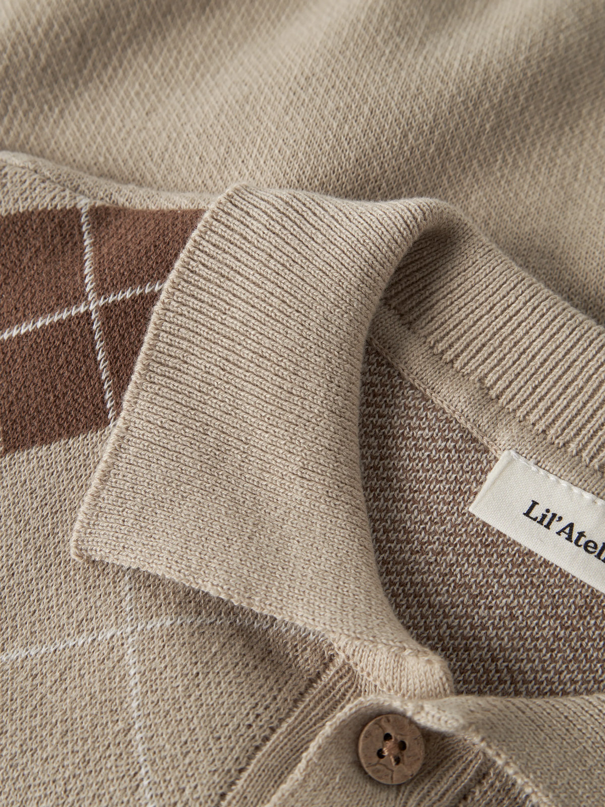 Lil’ Atelier Mini Ronan Argyle Knit Polo