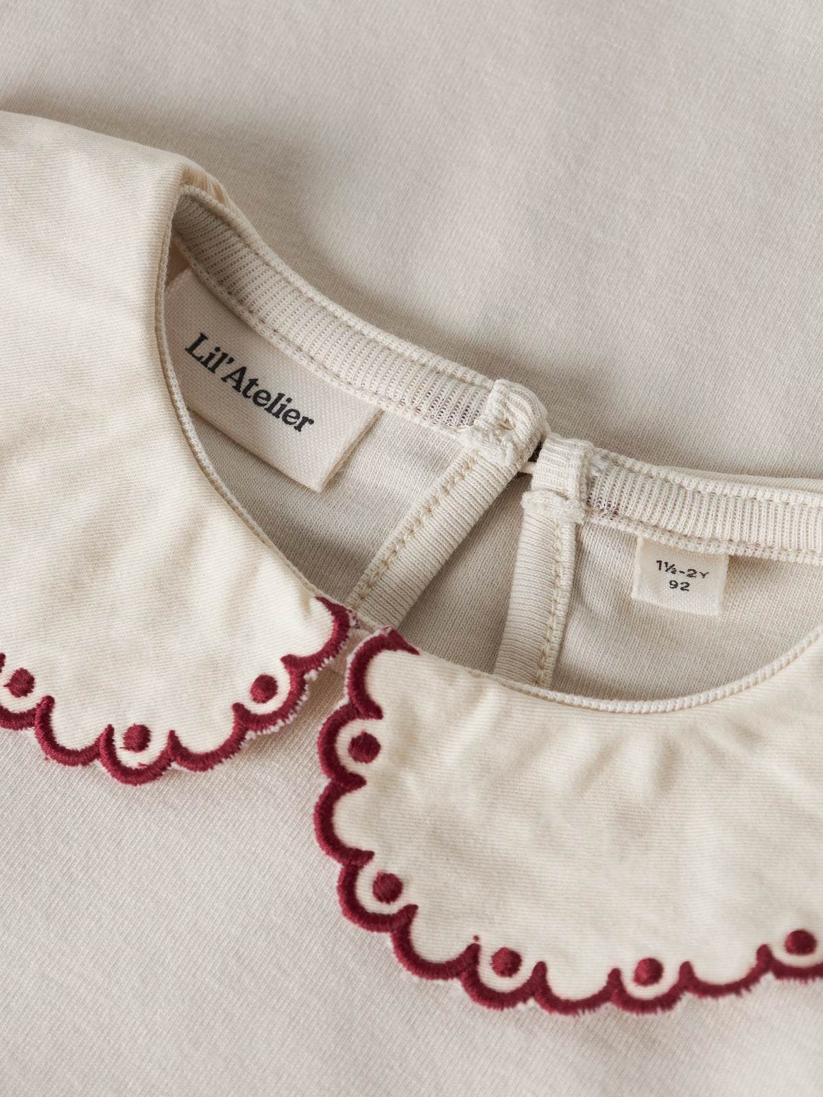 Lil’ Atelier Mini Eundo Scallop Collar Top – Cream