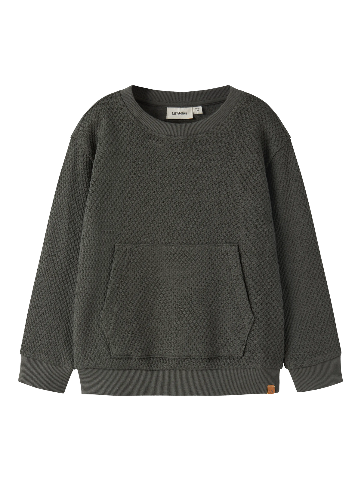 Lil’ Atelier Mini Noello Textured Sweatshirt – Dark Green