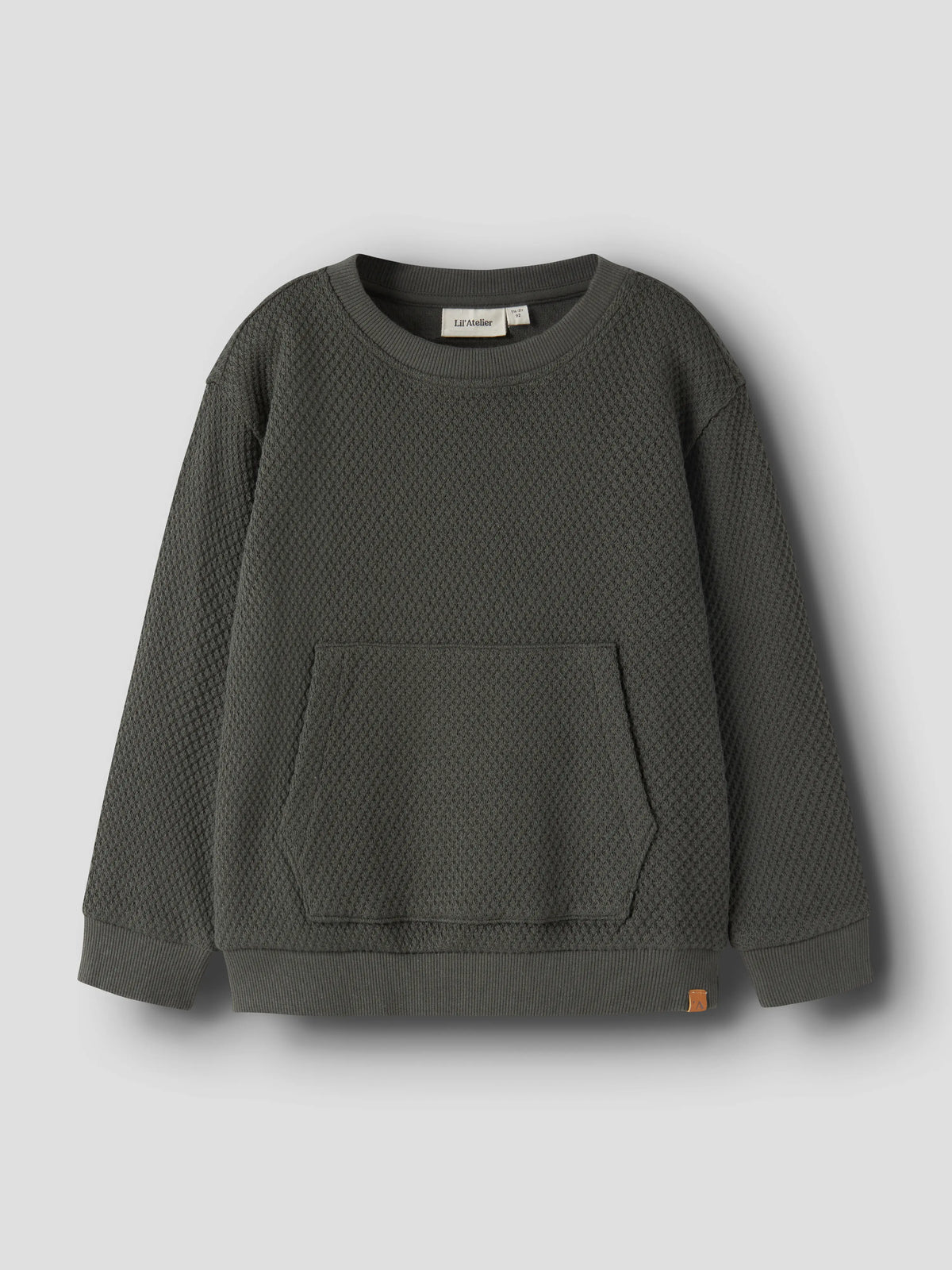 Lil’ Atelier Mini Noello Textured Sweatshirt – Dark Green