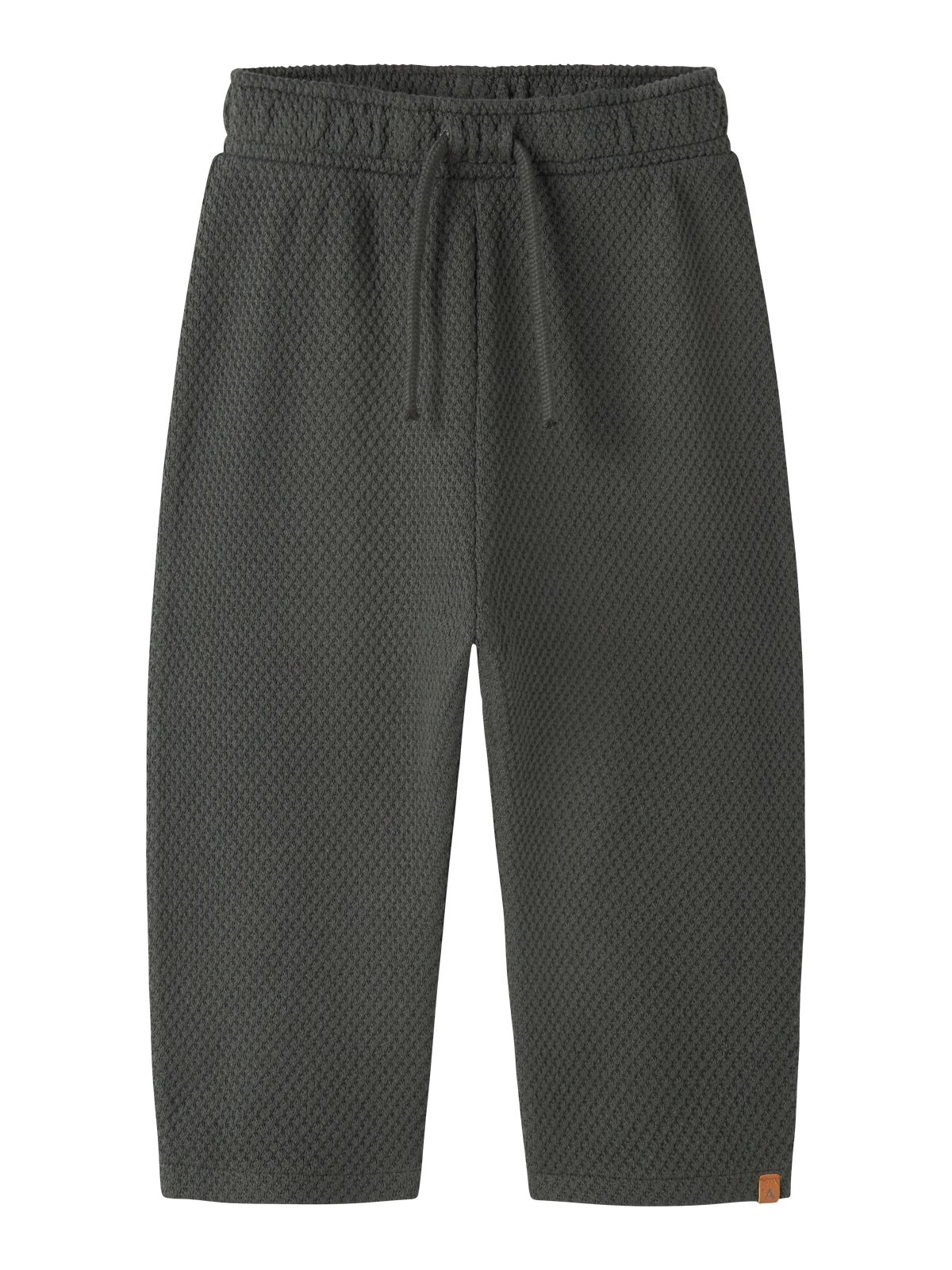 Lil’ Atelier Mini Noello Textured Sweatpants – Dark Green