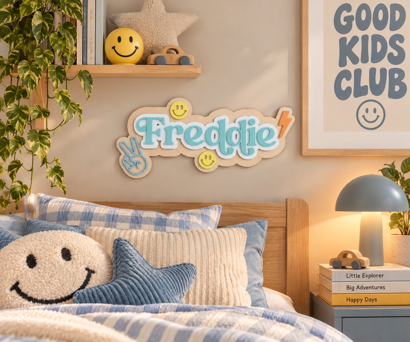 Personalised Wooden & Acrylic Name Sign – Good vibes