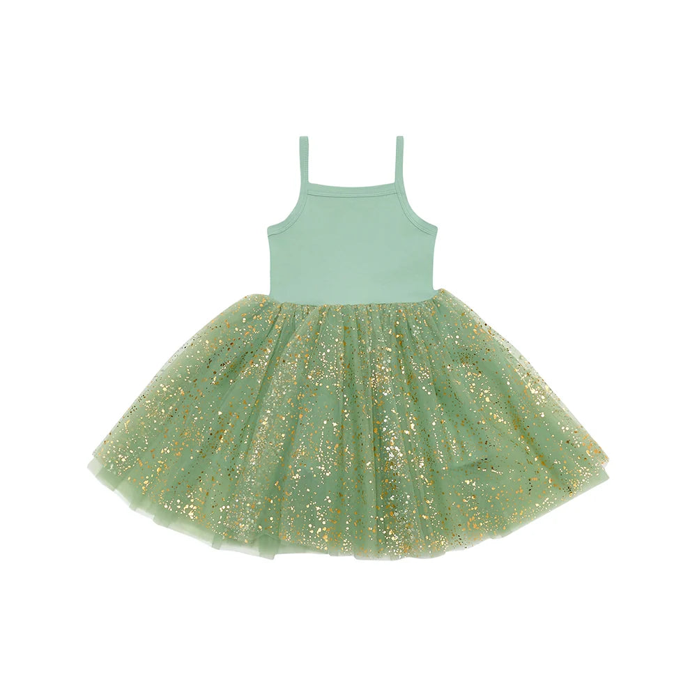 Green Tutu Dress – Gold sparkle