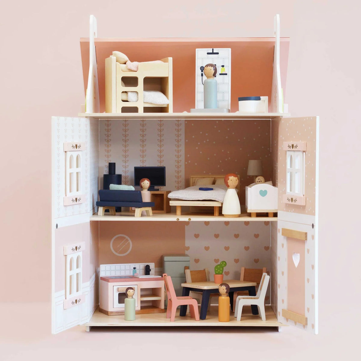 Le Toy Van Roseheart Wooden Dolls House, Furniture & Dubois Family