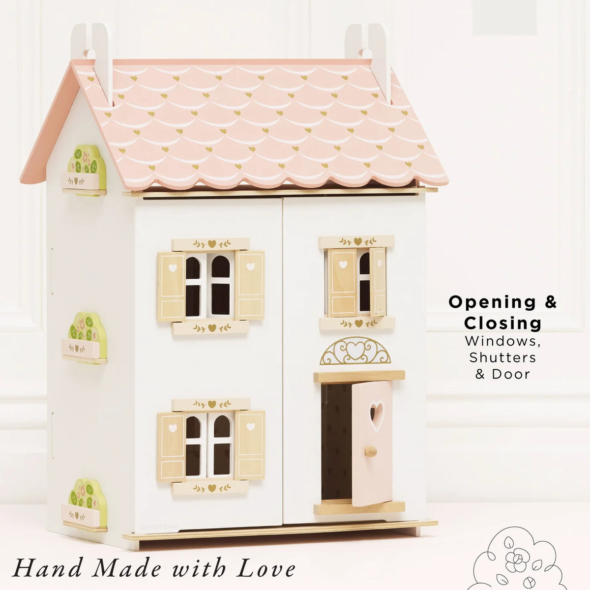 Le Toy Van Roseheart Wooden Dolls House, Furniture & Dubois Family