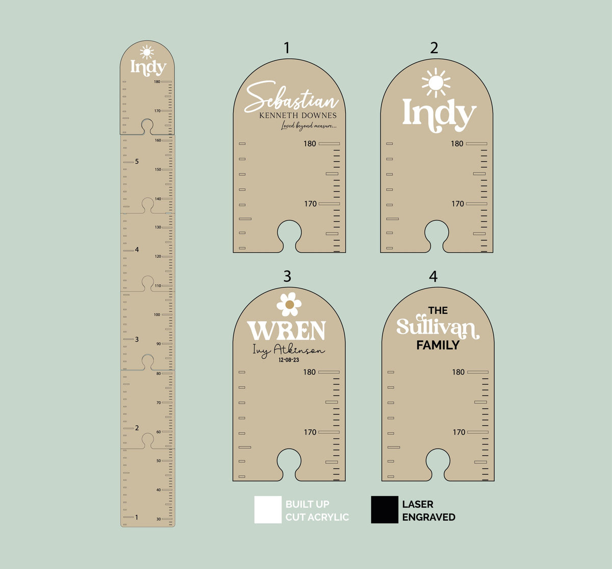 Personalised Wooden Growth Chart / Height Ruler