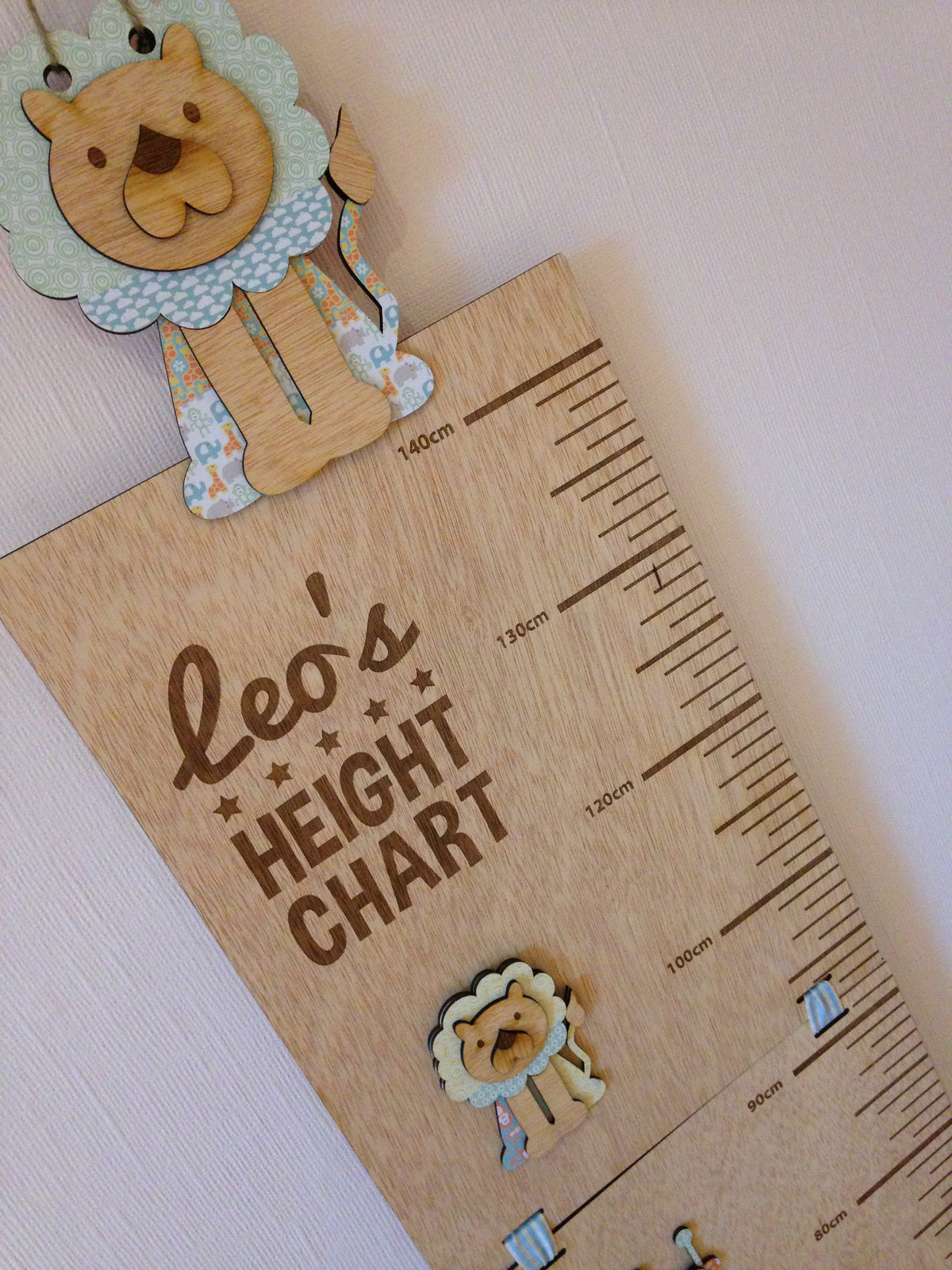 Personalised Wooden Height Chart – Safari Animals
