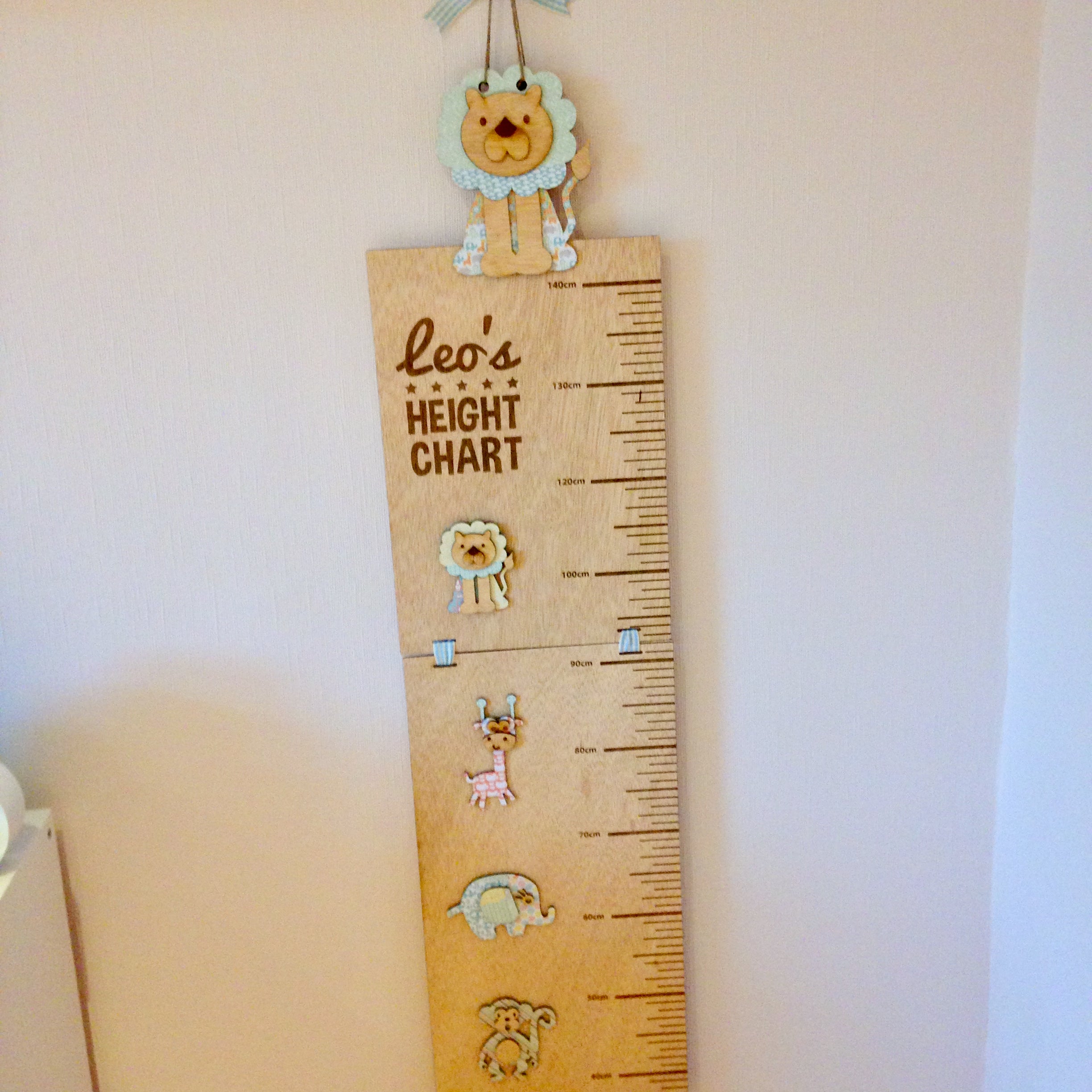 Personalised Wooden Height Chart – Safari Animals