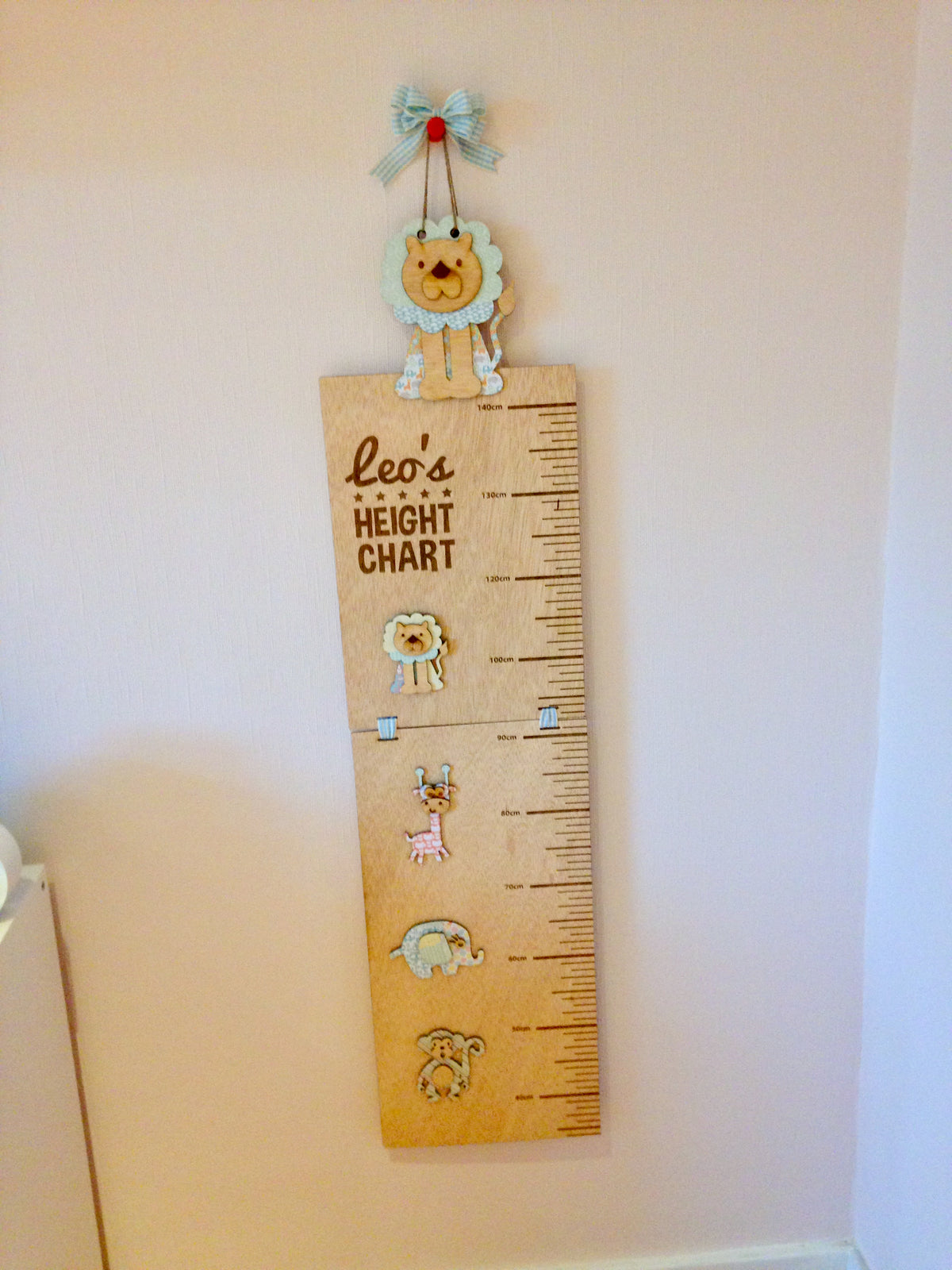 Personalised Wooden Height Chart – Safari Animals