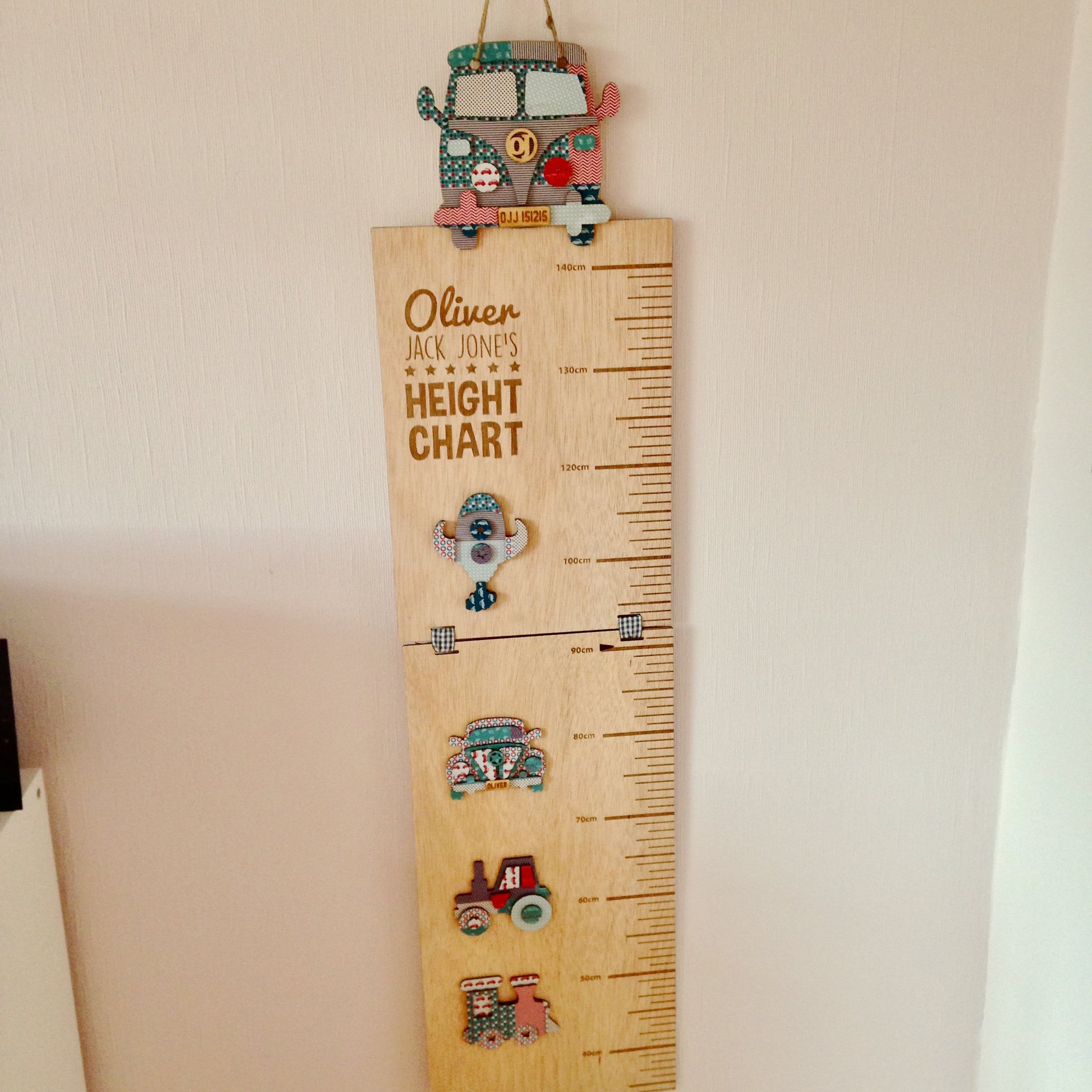 Personalised Wooden Height Chart – Vintage Vehicles