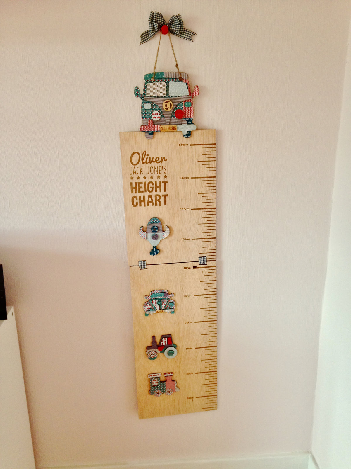 Personalised Wooden Height Chart – Vintage Vehicles