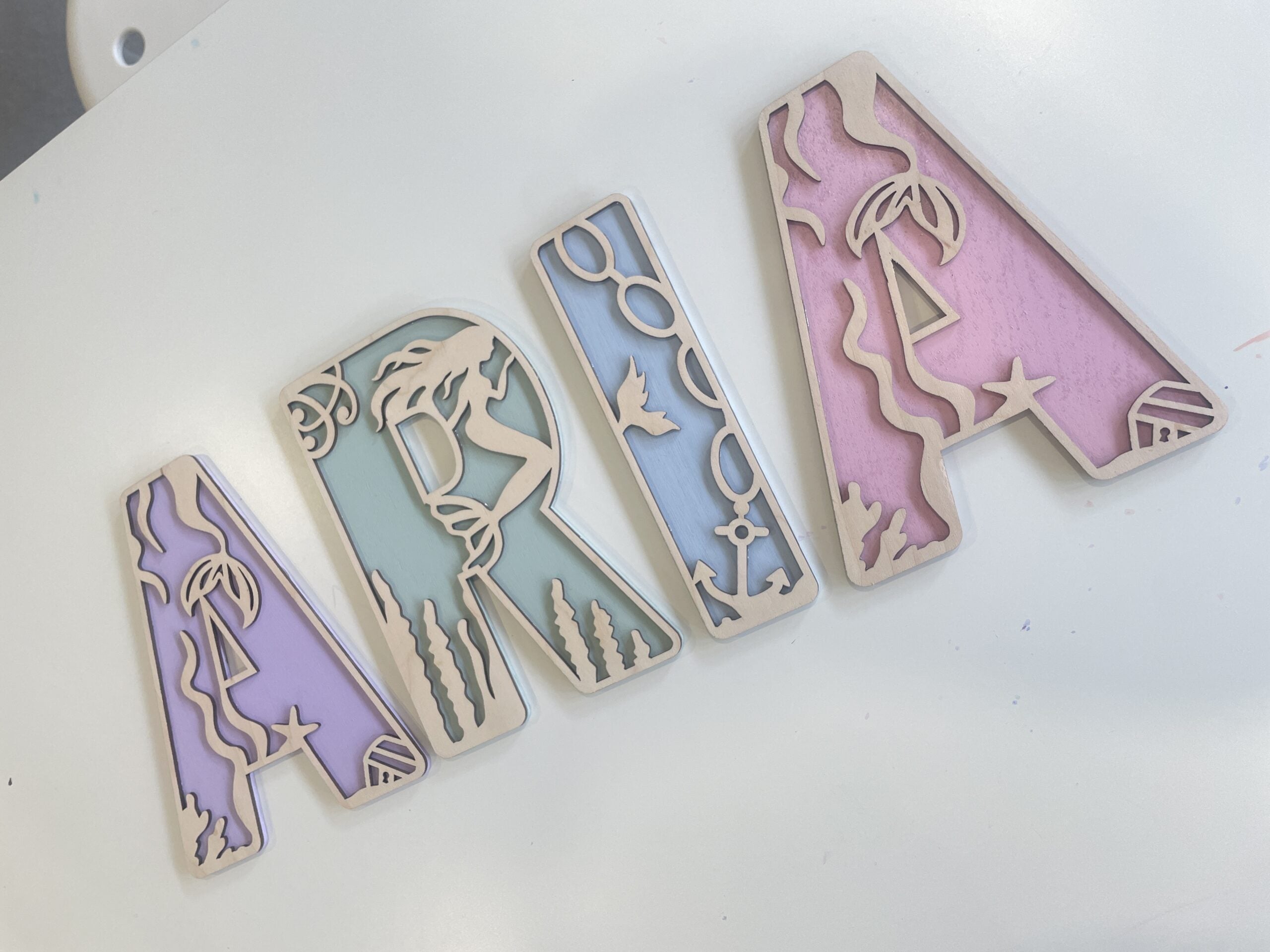 Personalised Mermaid Wooden Wall Letters – Nursery & Bedroom Decor