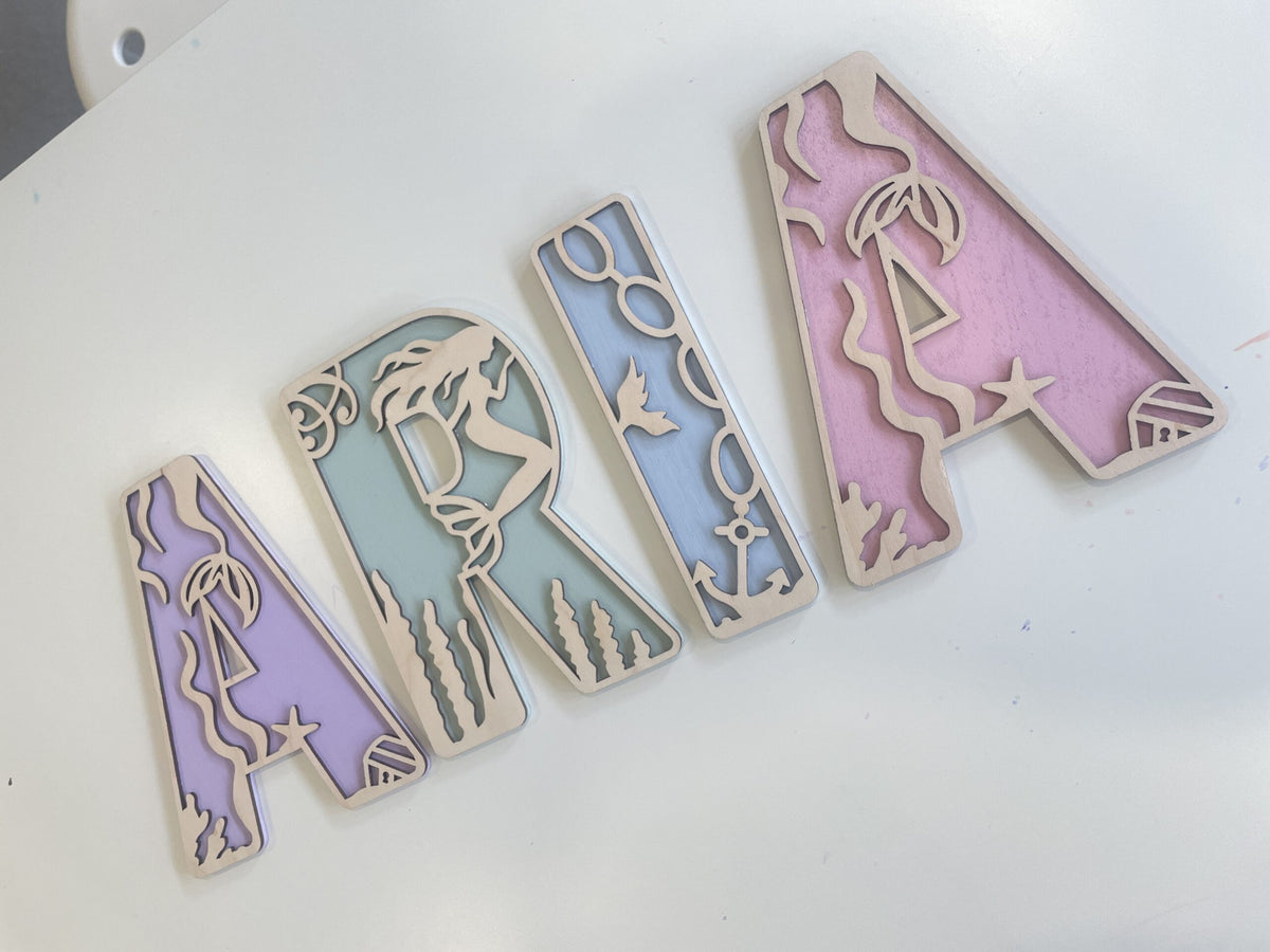 Personalised Mermaid Wooden Wall Letters – Nursery & Bedroom Decor