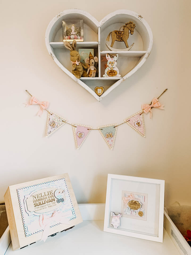 Personalised Wooden Nursery Bunting – Baby Pink