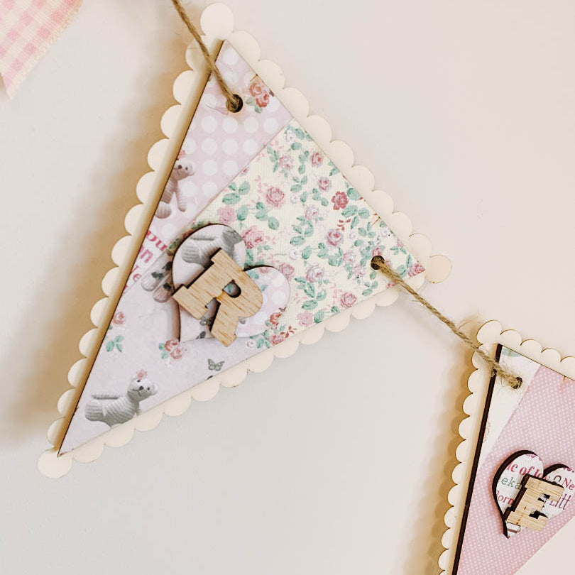 Personalised Wooden Nursery Bunting – Baby Pink