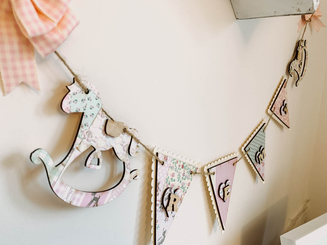 Personalised Wooden Nursery Bunting – Baby Pink