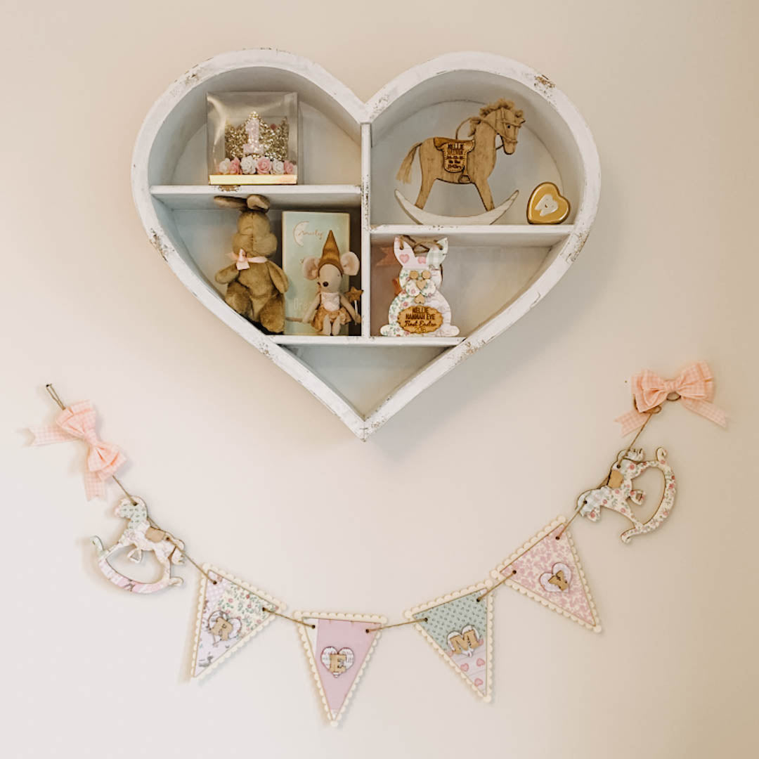Personalised Wooden Nursery Bunting – Baby Pink