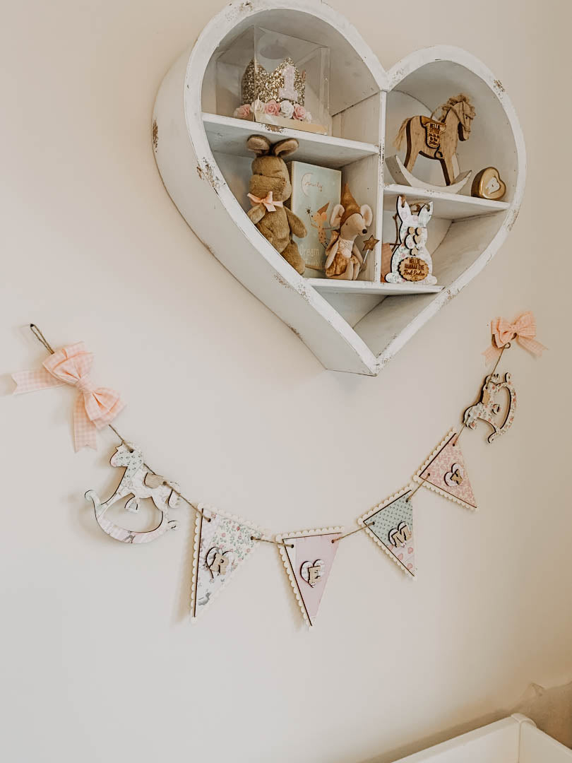 Personalised Wooden Nursery Bunting – Baby Pink