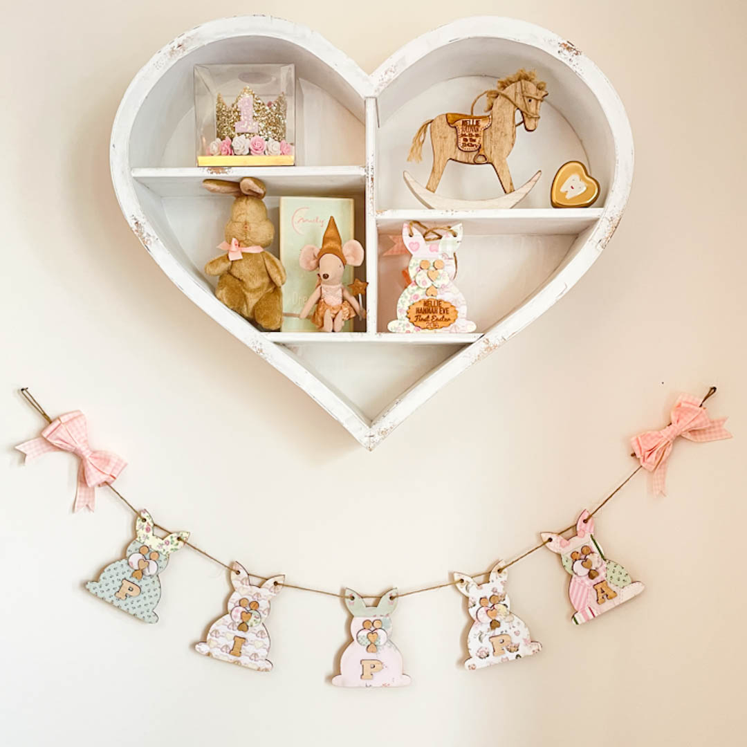 Personalised Wooden Nursery Bunting – Baby Pink