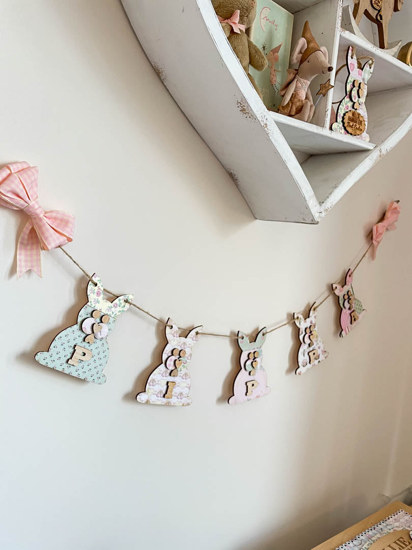 Personalised Wooden Nursery Bunting – Baby Pink