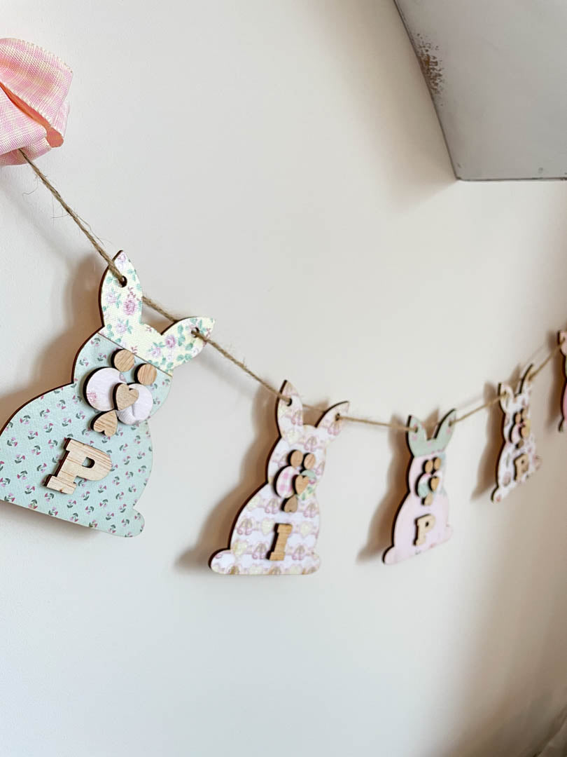 Personalised Wooden Nursery Bunting – Baby Pink