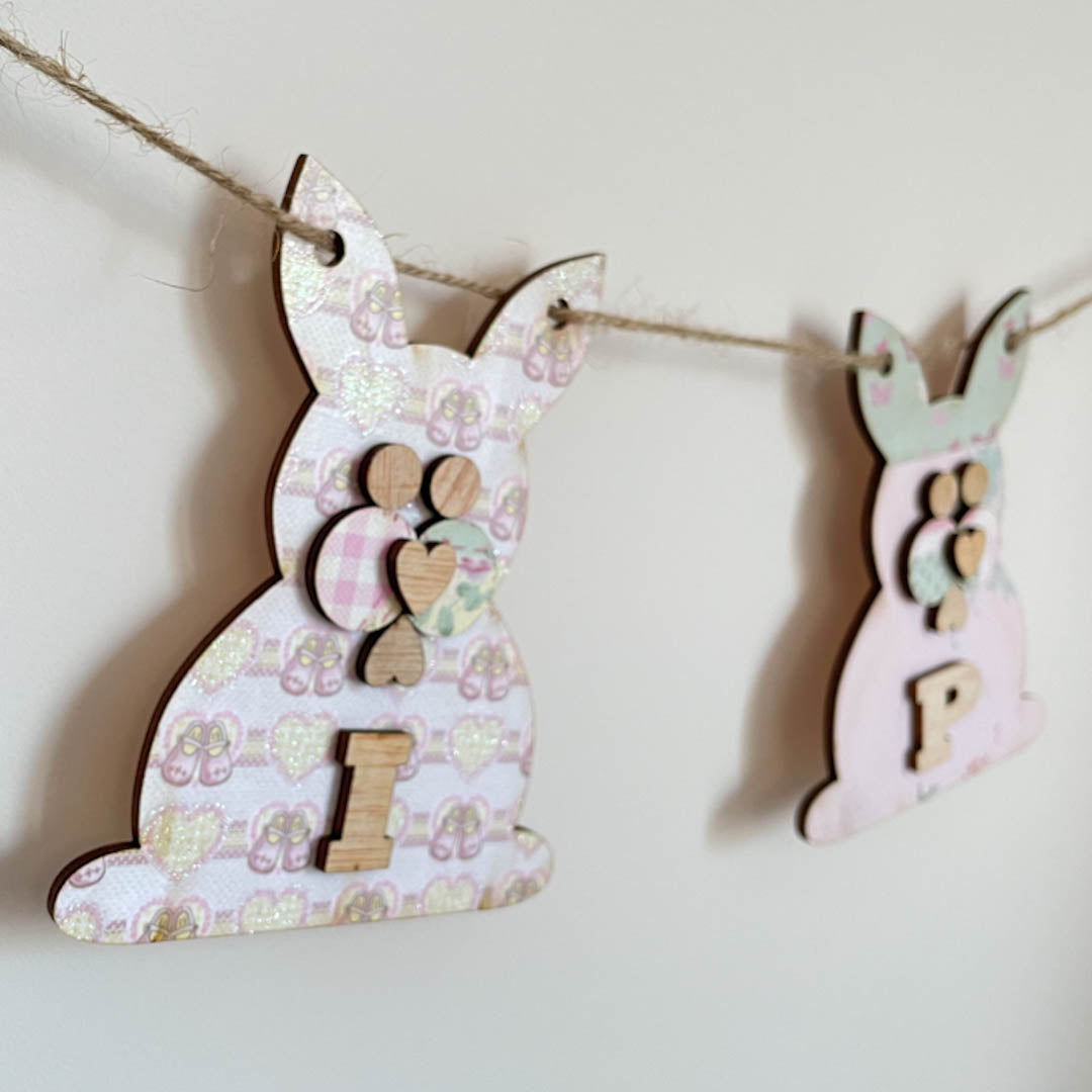 Personalised Wooden Nursery Bunting – Baby Pink